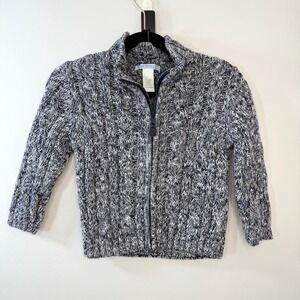 Janie & Jack 18–24M Navy Marled Cable‎ Knit Zip Sweater Toddler Cotton Jacket